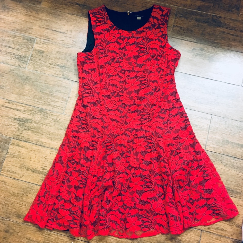Tommy Hilfiger Red Lace Dress sz 14